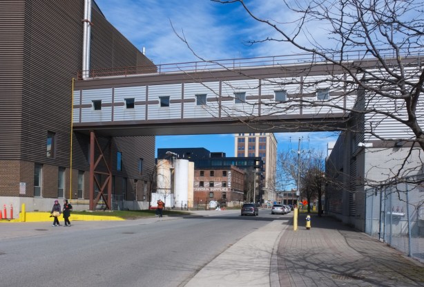 walkway bridge over Sterling Ave at Nestle plant