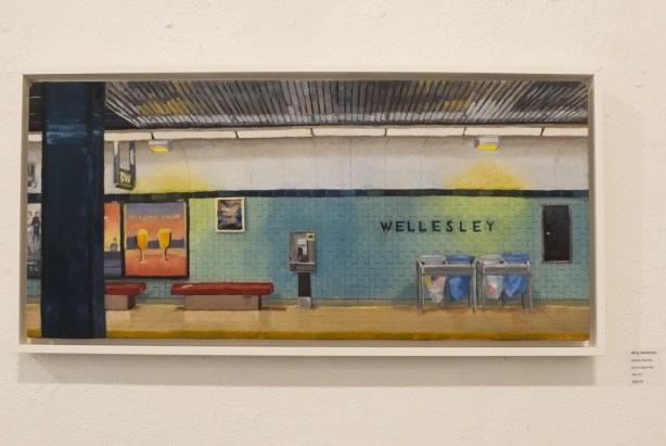 artwork on the wall of Gallery 1313, platform at wellesley subway station