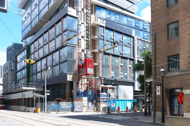 new construction on the northeast corner of church and lombard, also called gilda radner way