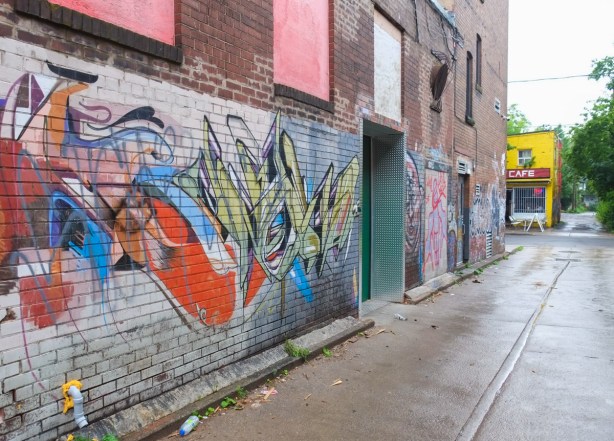 street art mural in a parkdale alley