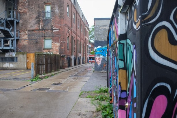 street art mural in a parkdale alley