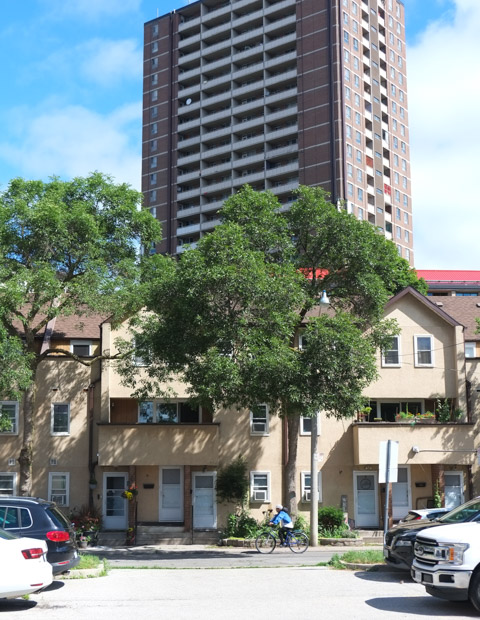 cornwall street row houses, with highrise behind