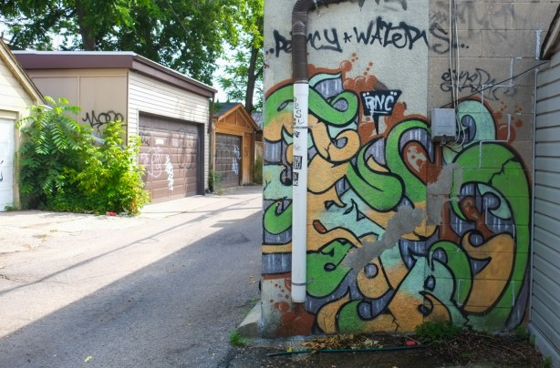 text above street art says percy watters