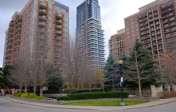 highrise apartment buildings and condo towers