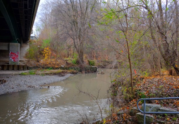 west don river as it flows under eglinton avenue