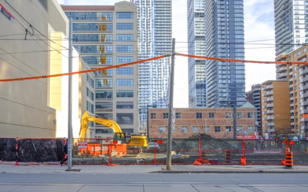 vacant lot at church and dundas, now a construction site