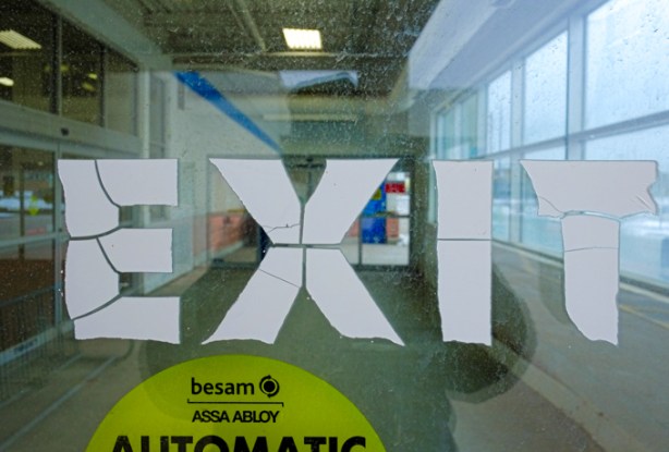 exit door from old abandoned rona store