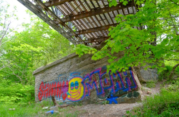 graffiti on the support to a bridge