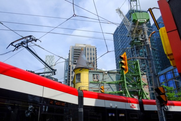 top of a TTC streetcar at church and queen