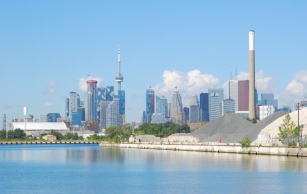  at leslie lookout, towards CN Tower and city ckyline, overlooking ship channel, 