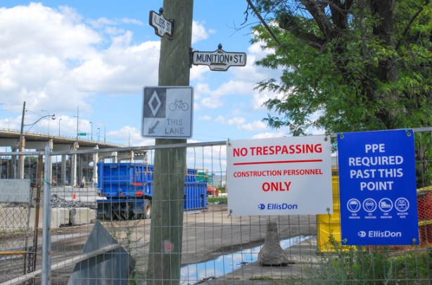 port lands redevelopment activity at the corner of Villiers and Munitions