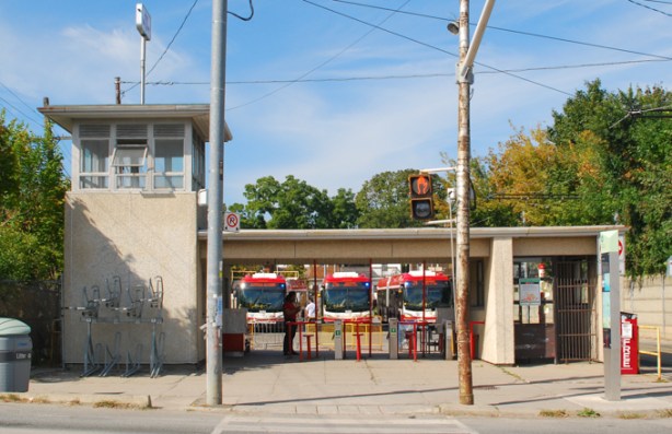 TTC streetcars waiting at Dufferin loop at the bottom of Dufferin street