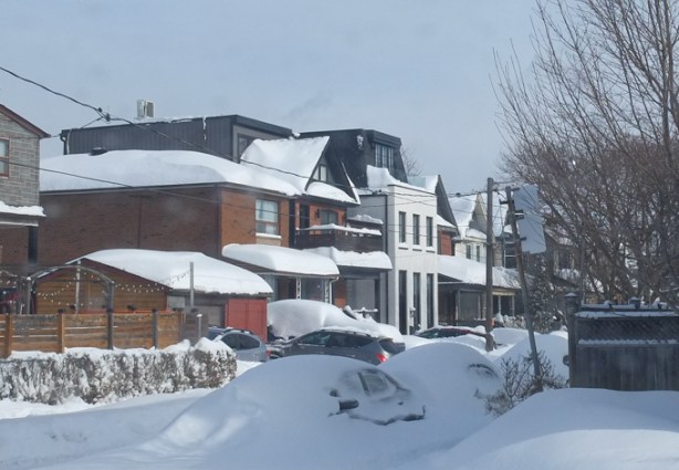 snowy toronto street, after the snow storm, winter,
