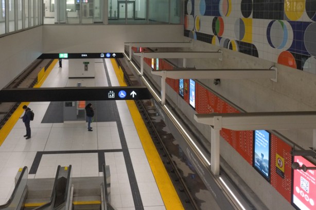 Don Valley LRT station looking down to track level from above