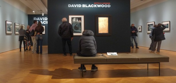 at Art Gallery of Ontario, people looking at images by Canadian printmaker and artist David Blackwood