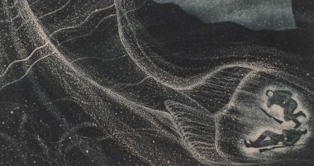 closer look at bottom part of The Great Peace of Brian and Martin Winsor, two men with rifles