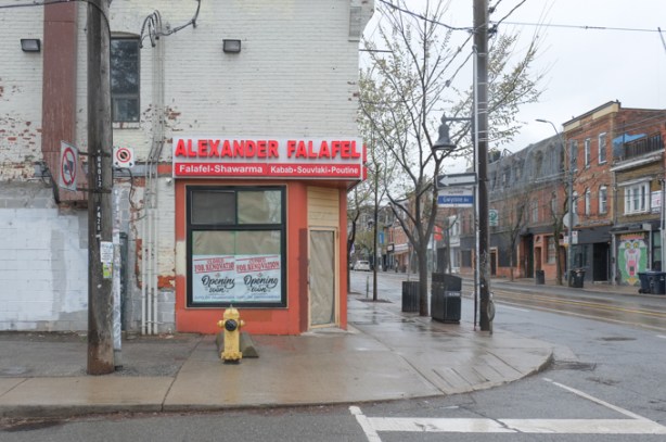 Alexander felafel on the corner of Queen and Gwynne