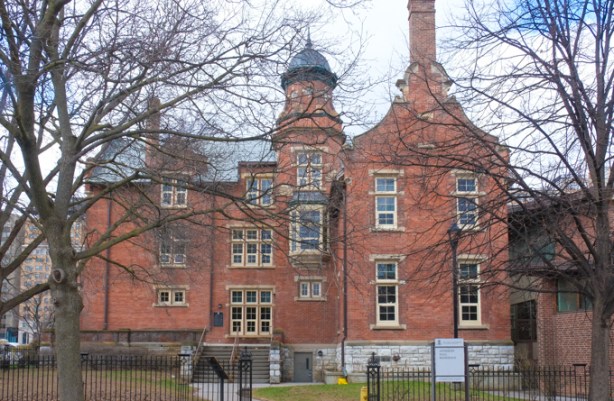 side of Annesley Hall residence, Victoria University, red brick building 