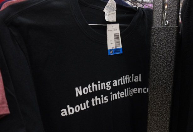 black t shirt with words, Nothing artificial about this intelligence