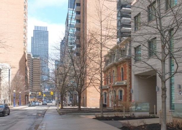 Charles st east with variety of architectural styles including a row of second empire homes