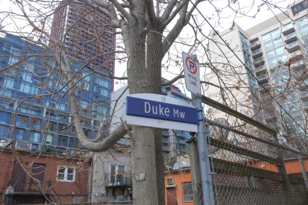 Toronto street sign for Duke Mews