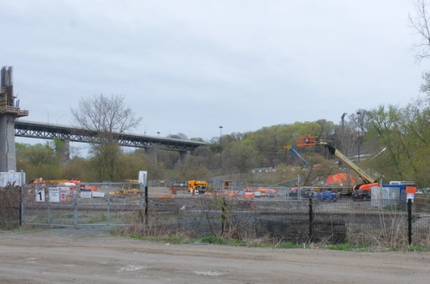 ontario line construction site by don river, near millwood bridge, beside don valley parkway