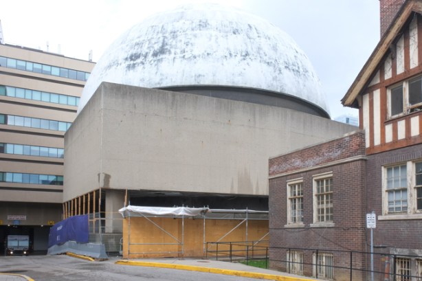 The Planetarium, beside Royal Ontario Museum, empty, is being prepped for demolition, back view