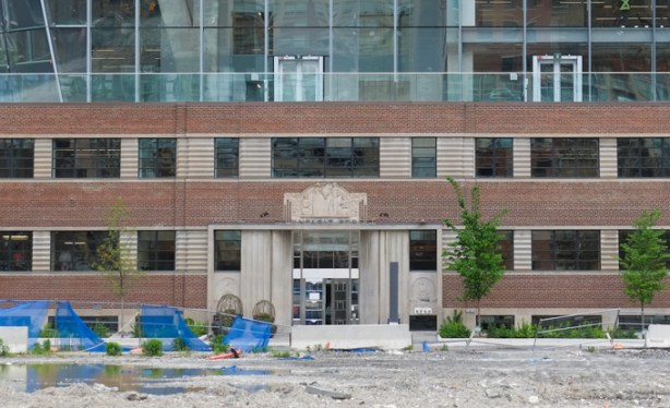 brick facade of the Drug Trading Company Building 
