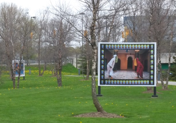 photo by Hassan Hajjaj, CONTACT photography festival exhibit, Aga Khan Park, Arab women boxers