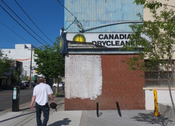 old, now empty, Canadian Dry Cleaners building on Queen Street East