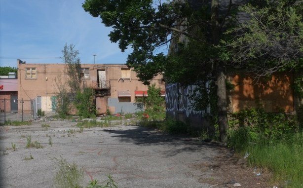 empty building, rear view, waiting for demolition