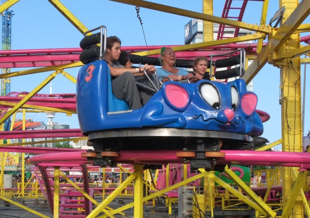 crazy mouse roller coaster ride at the canadian national exhibition