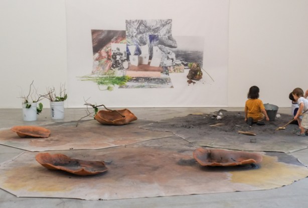 'Chrysalis and Butterfly', an installation by Leisure (aka Meredith Carruthers & Susannah Wesley), part of Colourful Parachutes exhibit at Power Plant Contemporary Art Gallery