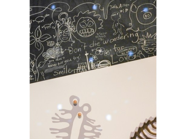 Dream Lab by Rivane Neuenschwander, words and pictures in chalk on a blackboard