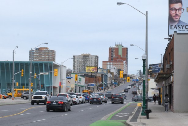 Eglinton Avenue, looking east from Keele