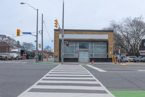 one small and empty building sits on the southeast corner of Keele and Eglinton West 