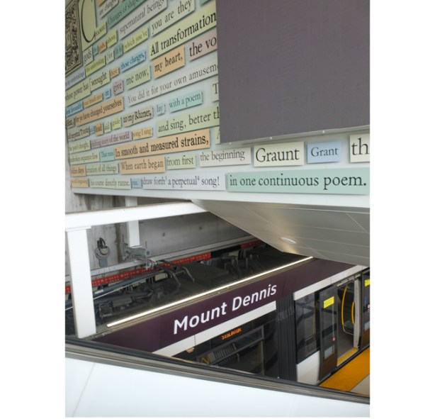 Up to This Moment which is an art installation created by artists Hadley and Maxwell.  It is made of words such as In one continuous poem 