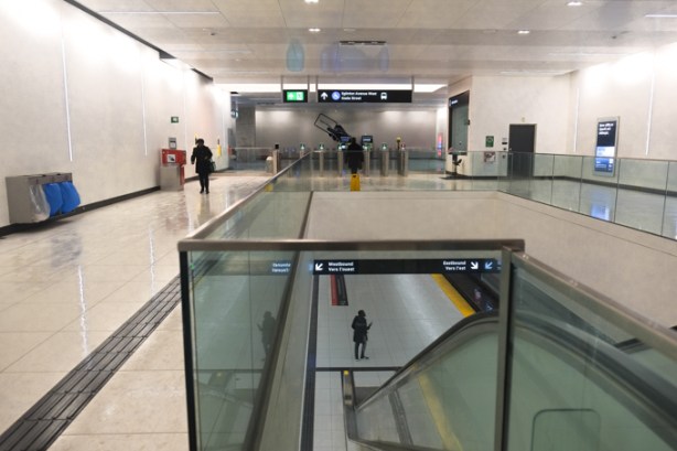 concourse level, inside, LRT station on Eglinton line